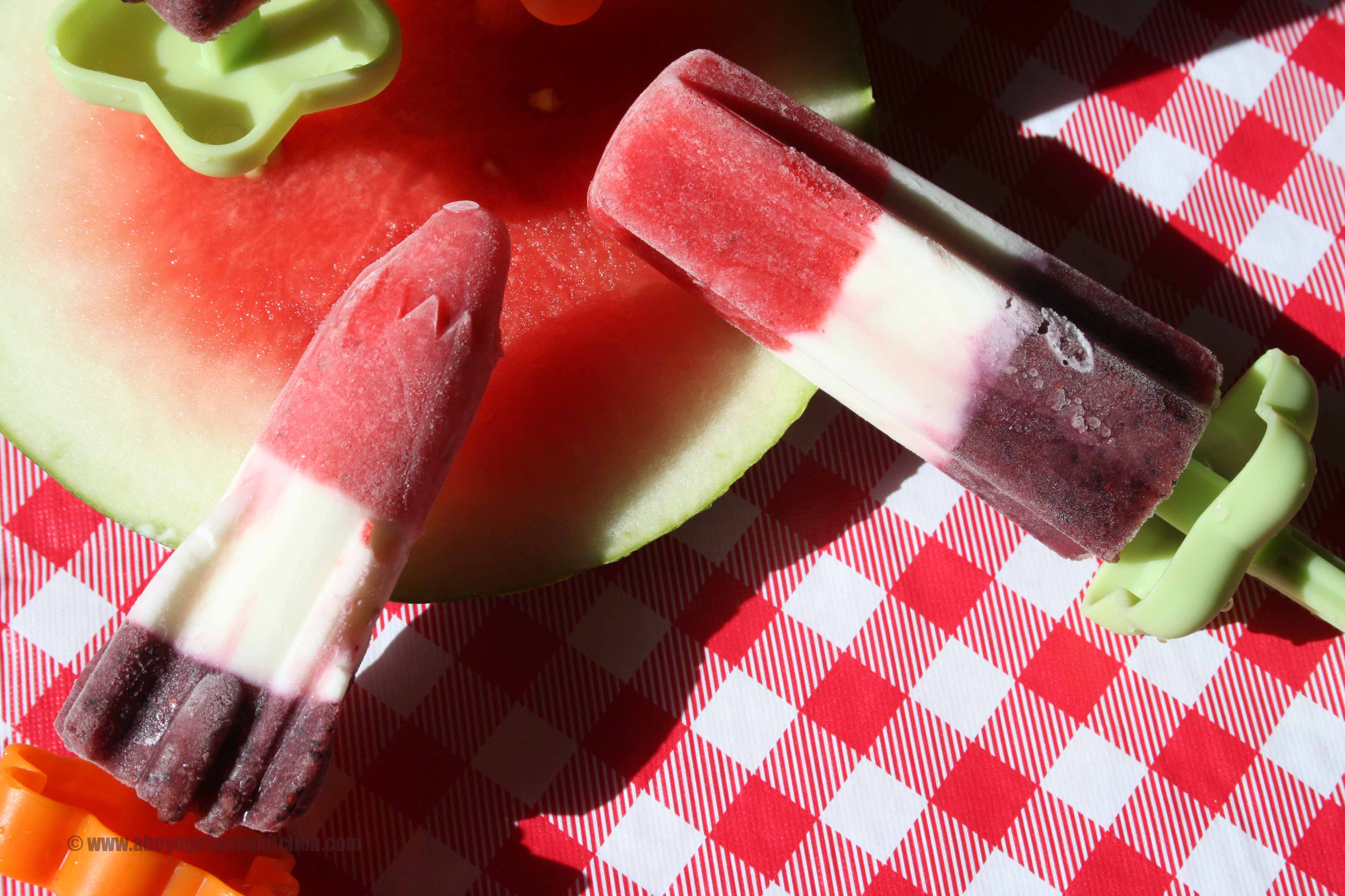 Red, White and Blue Popsicles aka Patriot Pops - A Boy a Girl and a Kitchen